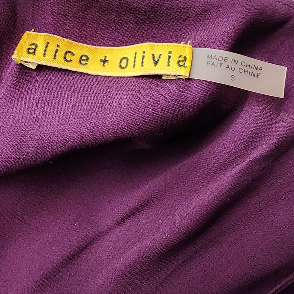 ALICE + OLIVIA Deep Magenta Silk Blend Faux Wraparound Dress, Sm - Picture 3 of 7